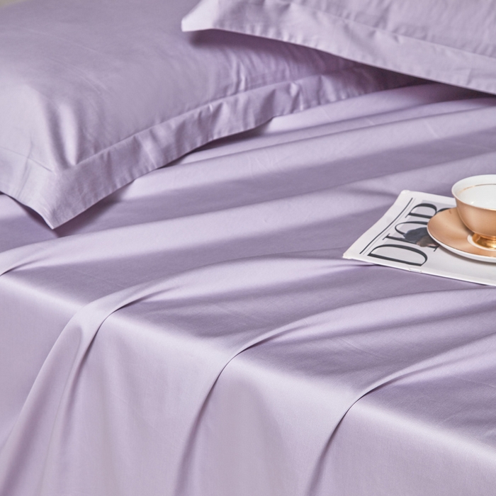 91家纺网 家纺一手货源 找家纺 轩和家居 2024新款A类50S贡缎长绒棉单床单系列 仙仙紫