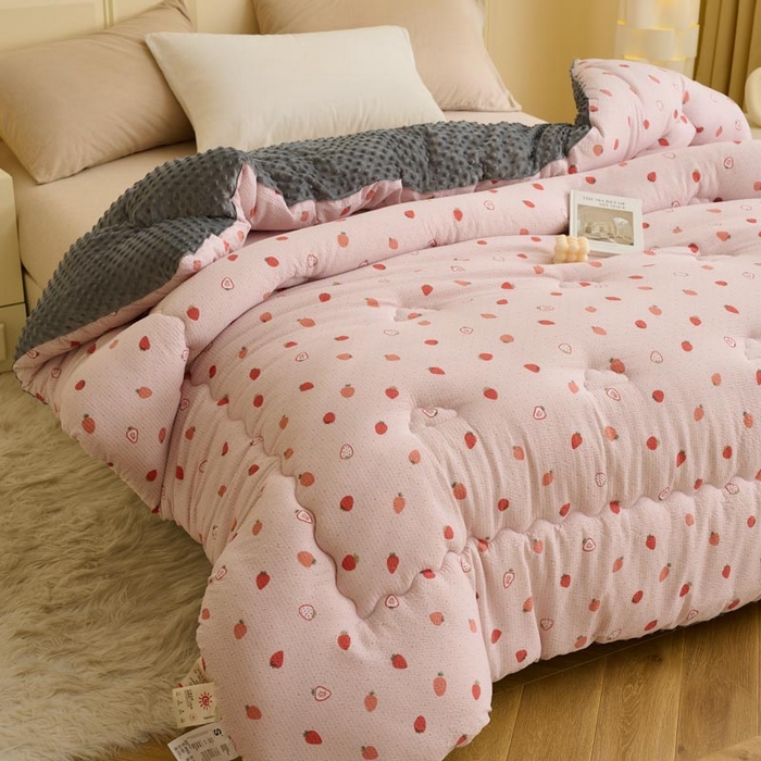 91家纺网 家纺一手货源 找家纺 鑫琪莱家纺  2024新款针织绒豆豆绒被芯 豆豆绒-没烦恼