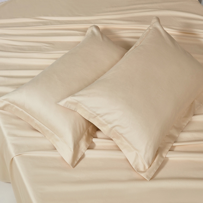 91家纺网 家纺一手货源 找家纺 轩和家居 2024新款A类50S贡缎长绒棉单床单系列 浅香槟