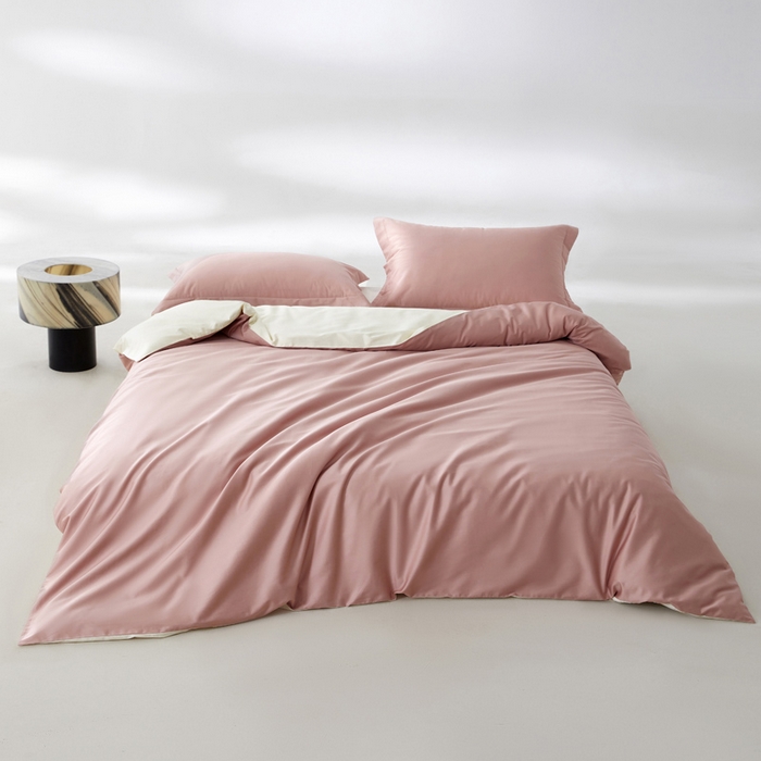 91家纺网 家纺一手货源 找家纺 轩和家居 2024新款A类50S贡缎长绒棉单被套系列 复古粉+浅香槟