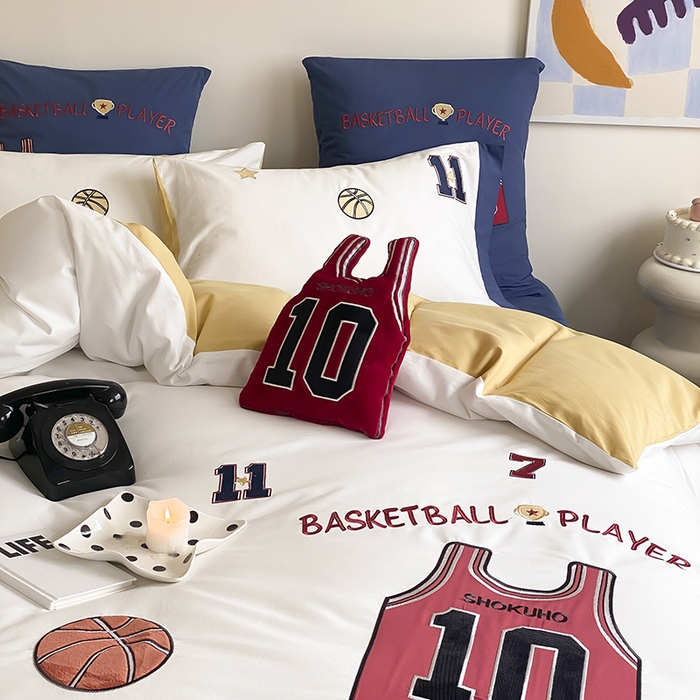 91家纺网 家纺一手货源 找家纺 （总）星野 2024秋冬新款100支长绒棉加厚磨毛刺绣贴布绣四件套-篮球派