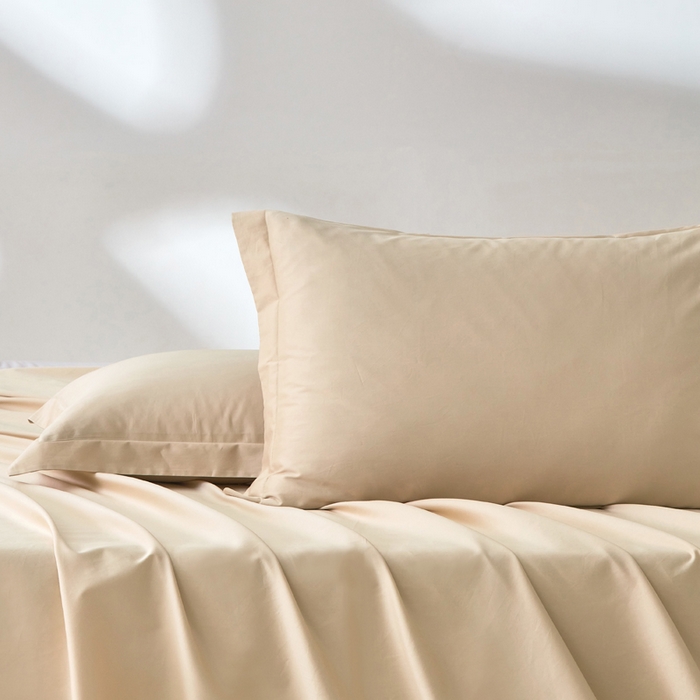 91家纺网 家纺一手货源 找家纺 轩和家居 2024新款A类50S贡缎长绒棉单枕套系列 浅香槟