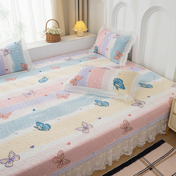 91家纺网 家纺一手货源 找家纺 冬然 2024新款牛奶绒床盖榻榻米床盖炕盖蝶舞