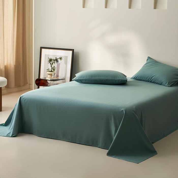 91家纺网 家纺一手货源 找家纺 2024新款全棉加厚磨毛纯色单床单系列 尼罗河蓝