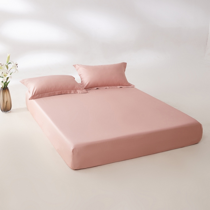 91家纺网 家纺一手货源 找家纺 轩和家居 2024新款A类50S贡缎长绒棉单床笠系列 复古粉