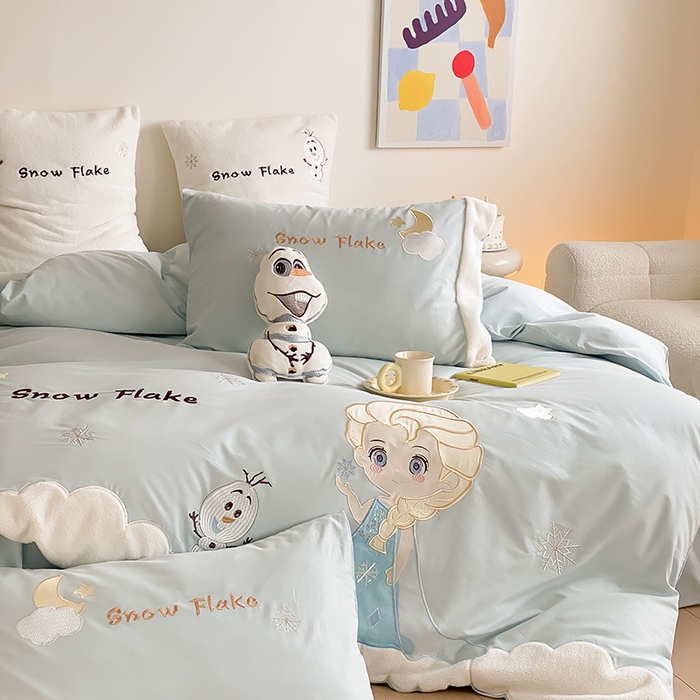 91家纺网 家纺一手货源 找家纺 （总）星野 2024秋冬新款陶瓷磨毛刺绣贴布绣四件套-雪季