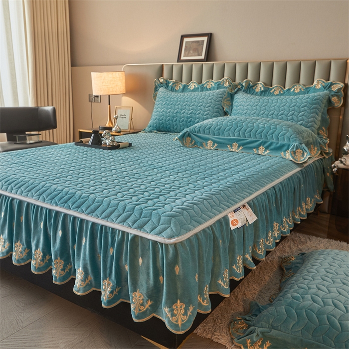 91家纺网 家纺一手货源 找家纺 恒爱家纺 2024新款初黛宝宝绒系列四件套 浅灰蓝