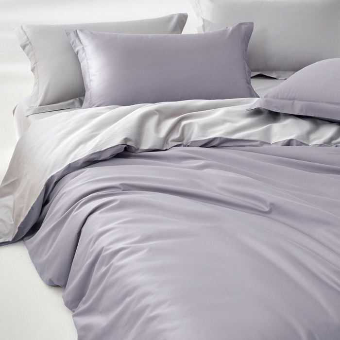 91家纺网 家纺一手货源 找家纺 轩和家居 2024新款A类50S贡缎长绒棉单被套系列 仙仙紫+雅士灰