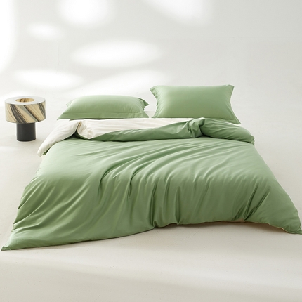 轩和家居 2024新款A类50S贡缎长绒棉四件套系列 抹茶绿+奶芋黄