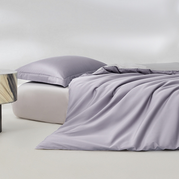 91家纺网 家纺一手货源 找家纺 轩和家居 2024新款A类50S贡缎长绒棉单被套系列 仙仙紫+雅士灰