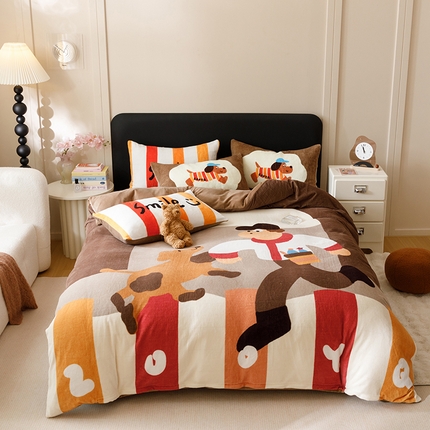 91家纺网 家纺一手货源 找家纺 （总）悦然毛巾被 2024新款大版牛奶绒四件套