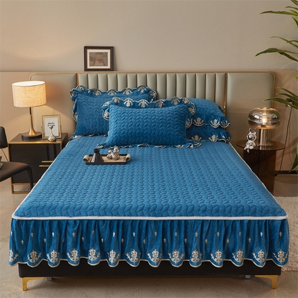 恒爱家纺 2024新款初黛宝宝绒系列单床笠 宾利蓝