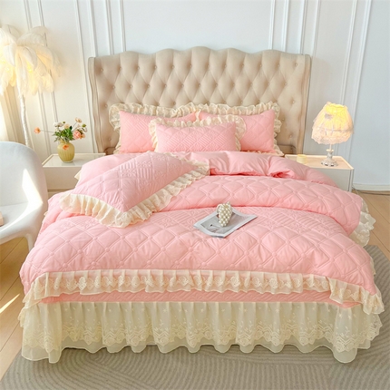 91家纺网 家纺一手货源 找家纺 （总）锦格 2024新款A类水洗棉夹棉床盖四件套-花黛