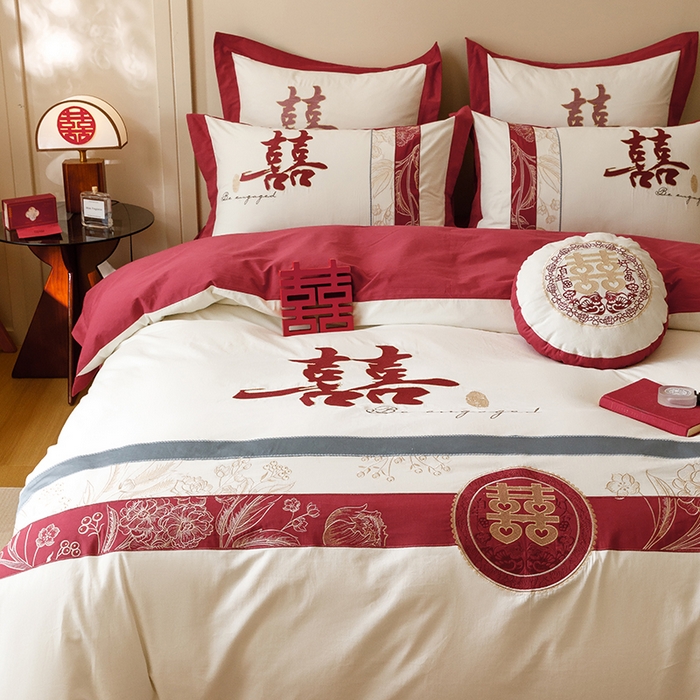 91家纺网 家纺一手货源 找家纺 （总）星野 2024秋冬新款100支长绒棉加厚磨毛刺绣贴布绣四件套-芙喜