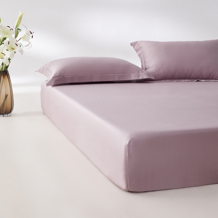 91家纺网 家纺一手货源 找家纺 轩和家居 2024新款A类50S贡缎长绒棉单床笠系列 丹麦紫