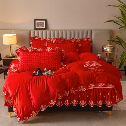 恒爱家纺 2024新款初黛宝宝绒系列四件套 喜庆红