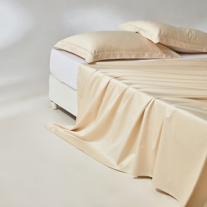 91家纺网 家纺一手货源 找家纺 轩和家居 2024新款A类50S贡缎长绒棉单床单系列 浅香槟