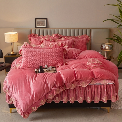 91家纺网 家纺一手货源 找家纺 恒爱家纺 2024新款初黛宝宝绒系列四件套 豆沙