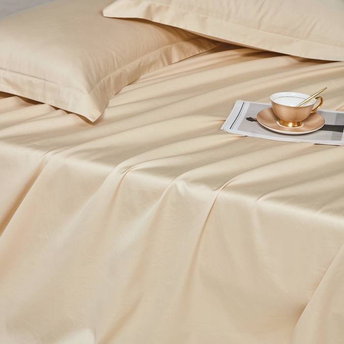 91家纺网 家纺一手货源 找家纺 轩和家居 2024新款A类50S贡缎长绒棉单床单系列 浅香槟