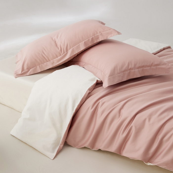 91家纺网 家纺一手货源 找家纺 轩和家居 2024新款A类50S贡缎长绒棉单被套系列 复古粉+浅香槟