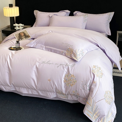 家居1号 2024新款纯棉加厚磨毛四件套-叶语 叶语-糖果紫