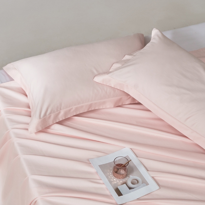 91家纺网 家纺一手货源 找家纺 轩和家居 2024新款A类50S贡缎长绒棉单枕套系列 蜜桃粉