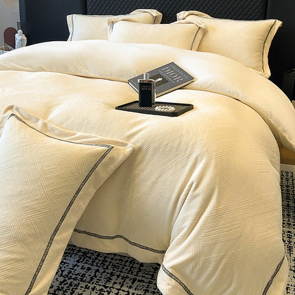 家居1号 2024新款230克全消光牛奶绒立体烂花四件套-奥地利 奥地利-奶白