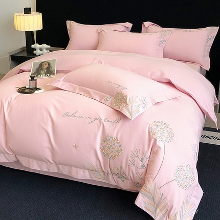 家居1号 2024新款纯棉加厚磨毛四件套-叶语 叶语-玫瑰粉