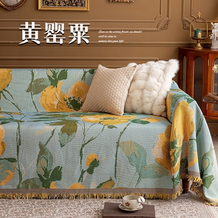 91家纺网 家纺一手货源 找家纺 （总）大梧纺织 2024新款复古油画风棉线编织沙发巾