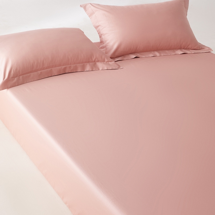 91家纺网 家纺一手货源 找家纺 轩和家居 2024新款A类50S贡缎长绒棉单床笠系列 复古粉