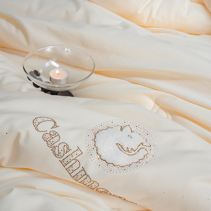 91家纺网 家纺一手货源 找家纺 丽卡家纺（原丽卡家纺） 2024新款7A抗菌艾阳棉提花知梦羊绒蛋白春秋被子被芯 象牙白