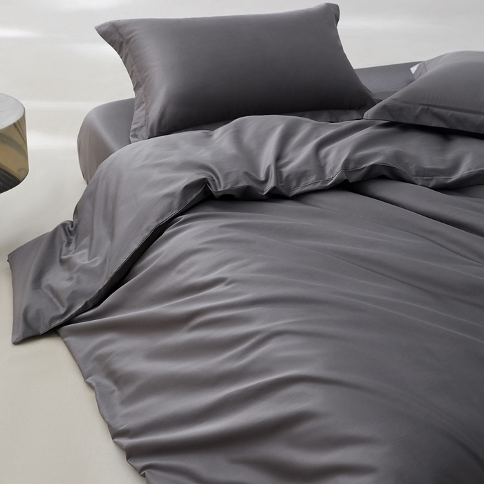 91家纺网 家纺一手货源 找家纺 轩和家居 2024新款A类50S贡缎长绒棉单被套系列 梦境灰