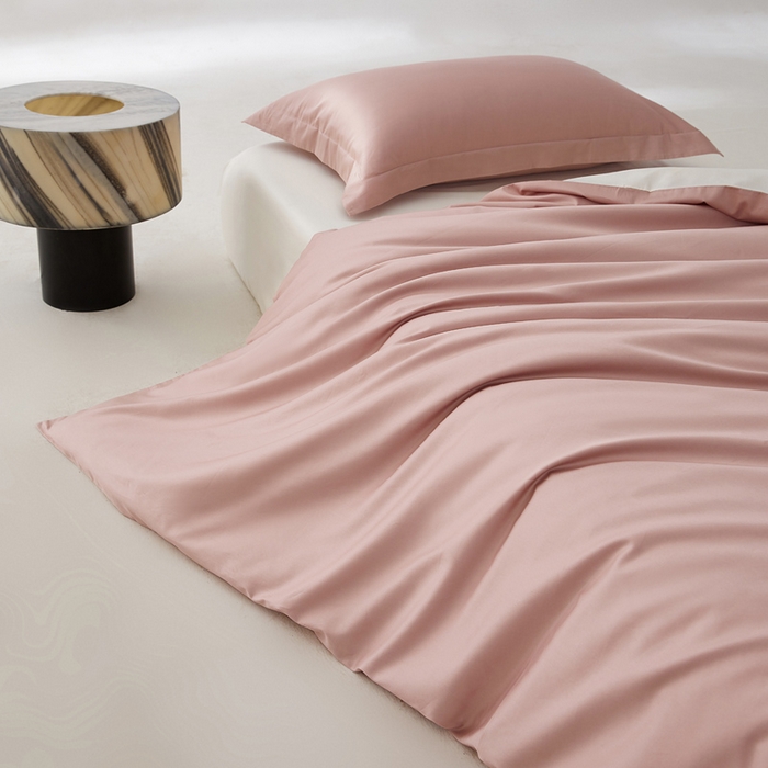 91家纺网 家纺一手货源 找家纺 轩和家居 2024新款A类50S贡缎长绒棉单被套系列 复古粉+浅香槟