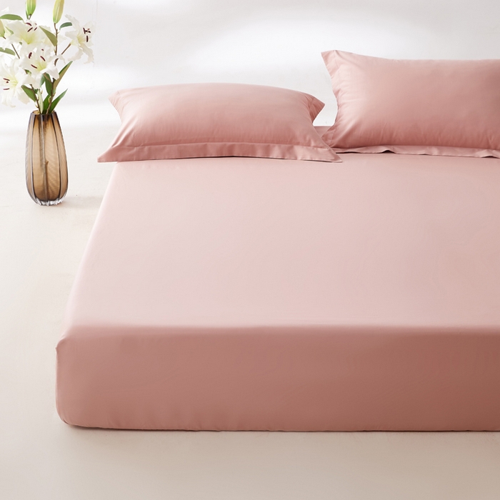 91家纺网 家纺一手货源 找家纺 轩和家居 2024新款A类50S贡缎长绒棉单床笠系列 复古粉