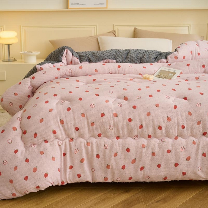 91家纺网 家纺一手货源 找家纺 鑫琪莱家纺  2024新款针织绒豆豆绒被芯 豆豆绒-没烦恼