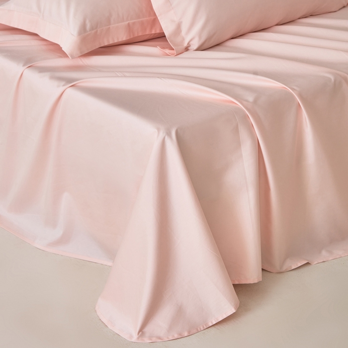 91家纺网 家纺一手货源 找家纺 轩和家居 2024新款A类50S贡缎长绒棉单床单系列 蜜桃粉