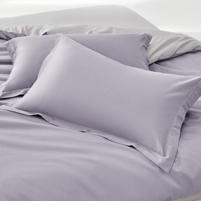 91家纺网 家纺一手货源 找家纺 轩和家居 2024新款A类50S贡缎长绒棉单被套系列 仙仙紫+雅士灰