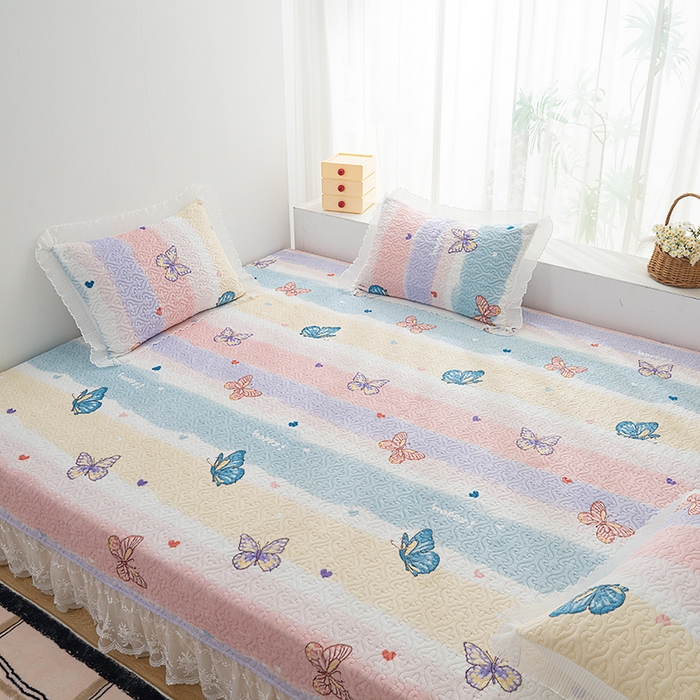 91家纺网 家纺一手货源 找家纺 冬然 2024新款牛奶绒床盖榻榻米床盖炕盖蝶舞