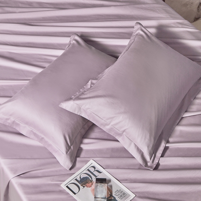 91家纺网 家纺一手货源 找家纺 轩和家居 2024新款A类50S贡缎长绒棉单枕套系列 丹麦紫