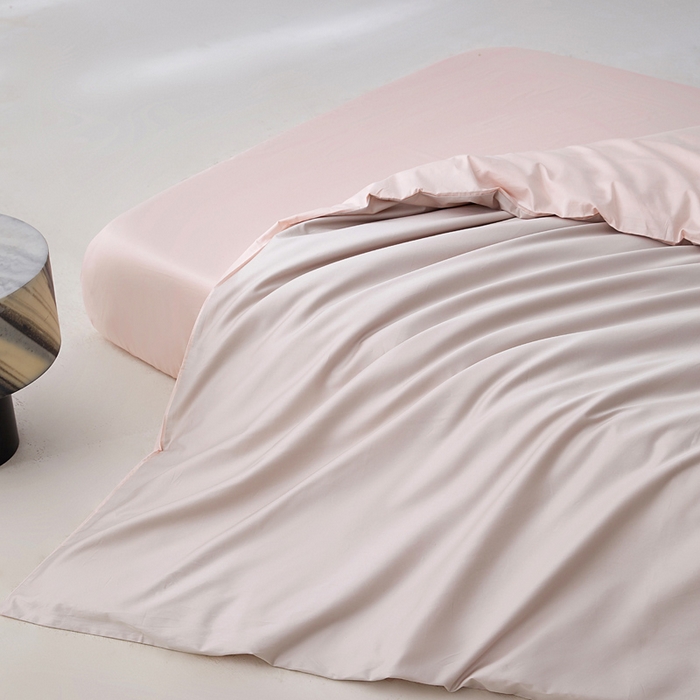 91家纺网 家纺一手货源 找家纺 轩和家居 2024新款A类50S贡缎长绒棉单被套系列 迷雾灰+夏恋粉