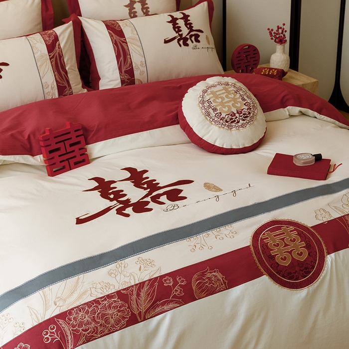 91家纺网 家纺一手货源 找家纺 （总）星野 2024秋冬新款100支长绒棉加厚磨毛刺绣贴布绣四件套-芙喜