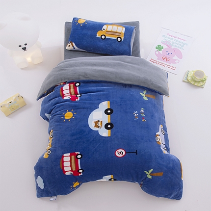 91家纺网 家纺一手货源 找家纺 (总) 萌宝 2024新款幼儿园牛奶绒三件套儿童珊瑚绒被套