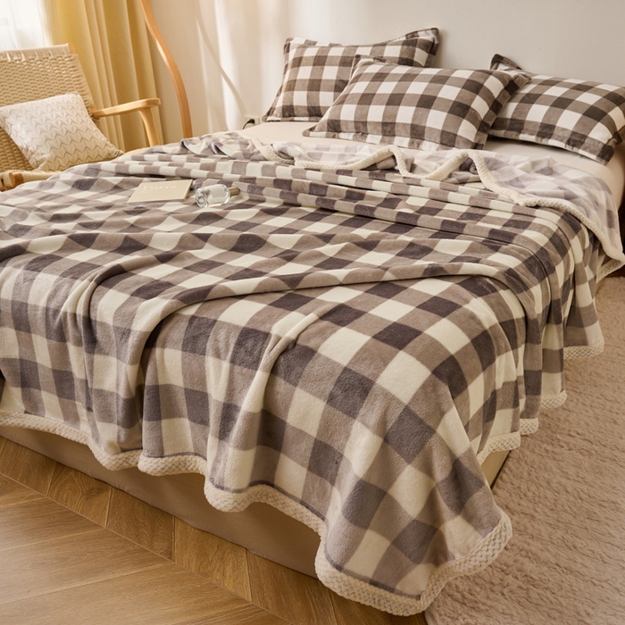 91家纺网 家纺一手货源 找家纺 吾诺家居 2024新款无印风牛奶绒毯多功能毛毯 灰色中格