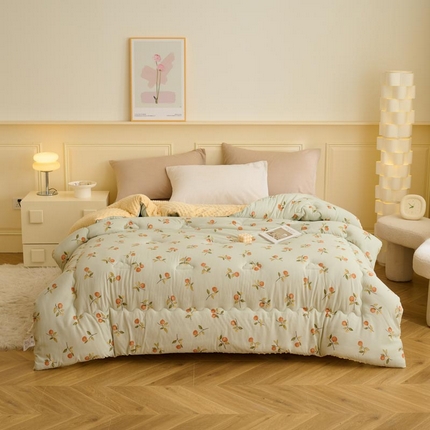 91家纺网 家纺一手货源 找家纺 鑫琪莱家纺  2024新款针织绒豆豆绒被芯 豆豆绒-幸福果