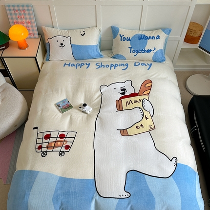 （总）桃喜 2024新款大版数码印花牛奶绒四件套