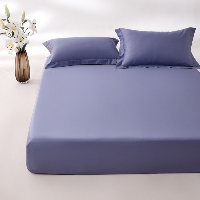 91家纺网 家纺一手货源 找家纺 轩和家居 2024新款A类50S贡缎长绒棉单床笠系列 海茵蓝