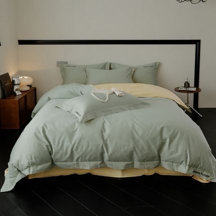 91家纺网 家纺一手货源 找家纺 （总）EH家居 2024新款见山系列全棉简绣双拼四件套