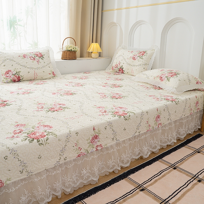 91家纺网 家纺一手货源 找家纺 冬然 2024新款牛奶绒床盖榻榻米床盖炕盖花语温情