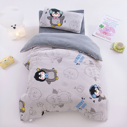 91家纺网 家纺一手货源 找家纺 (总) 萌宝 2024新款幼儿园牛奶绒三件套儿童珊瑚绒被套