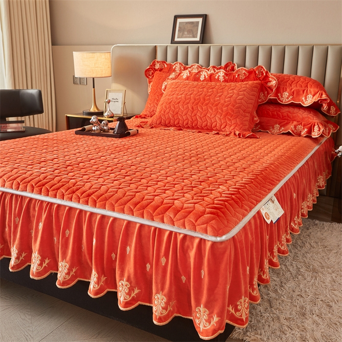 91家纺网 家纺一手货源 找家纺 恒爱家纺 2024新款初黛宝宝绒系列四件套 爱玛橙